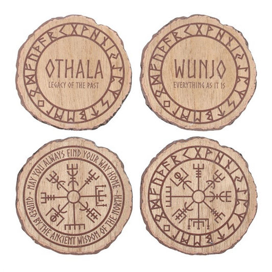 Set of 4 Norse Mythology Wood Slice Coasters