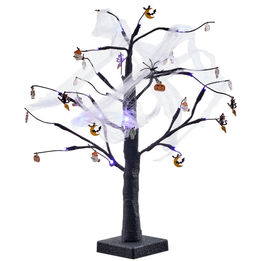 2ft Black Halloween Tree Glitter Purple Usb/Batt Powered