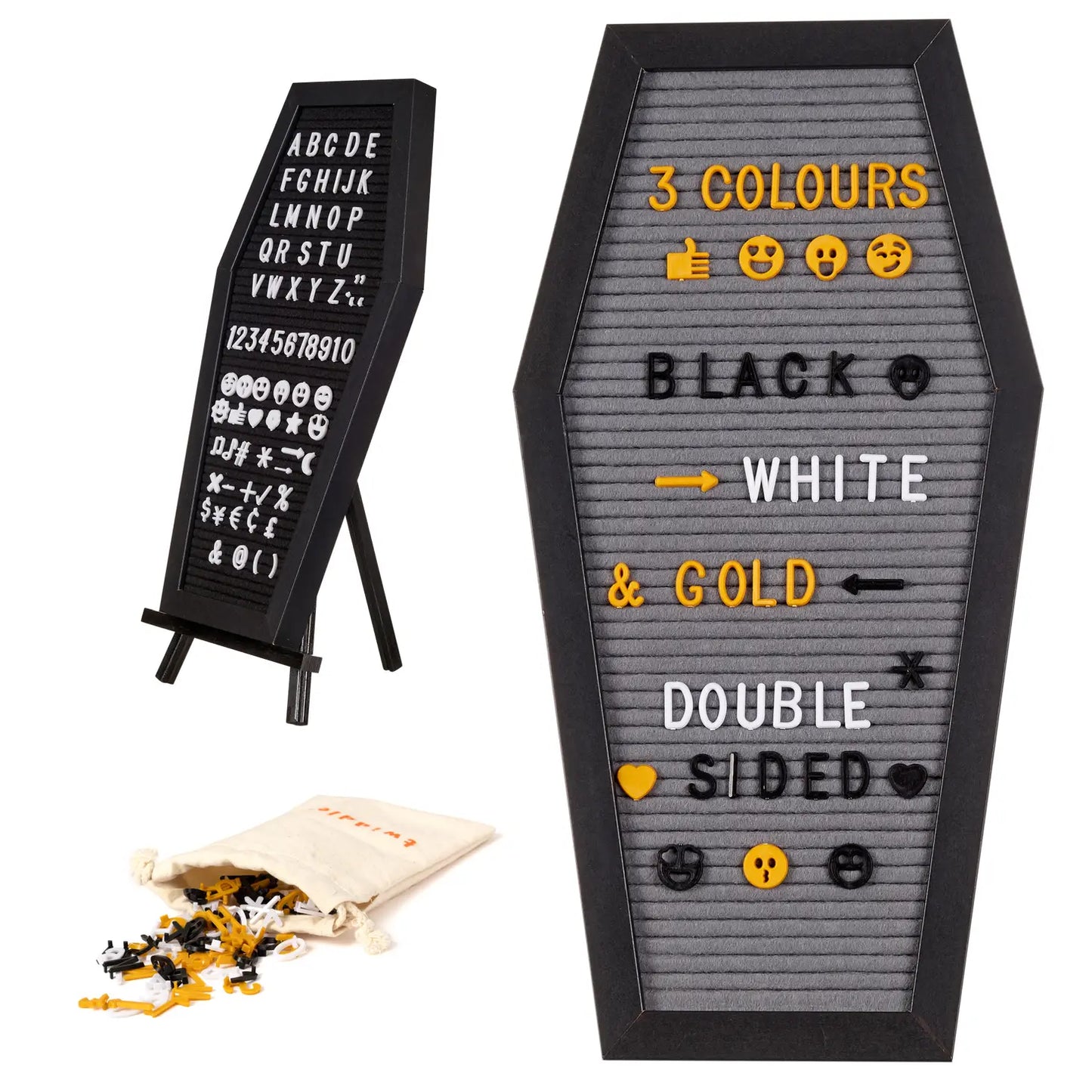 Black Coffin Halloween Letter Message Felt Board