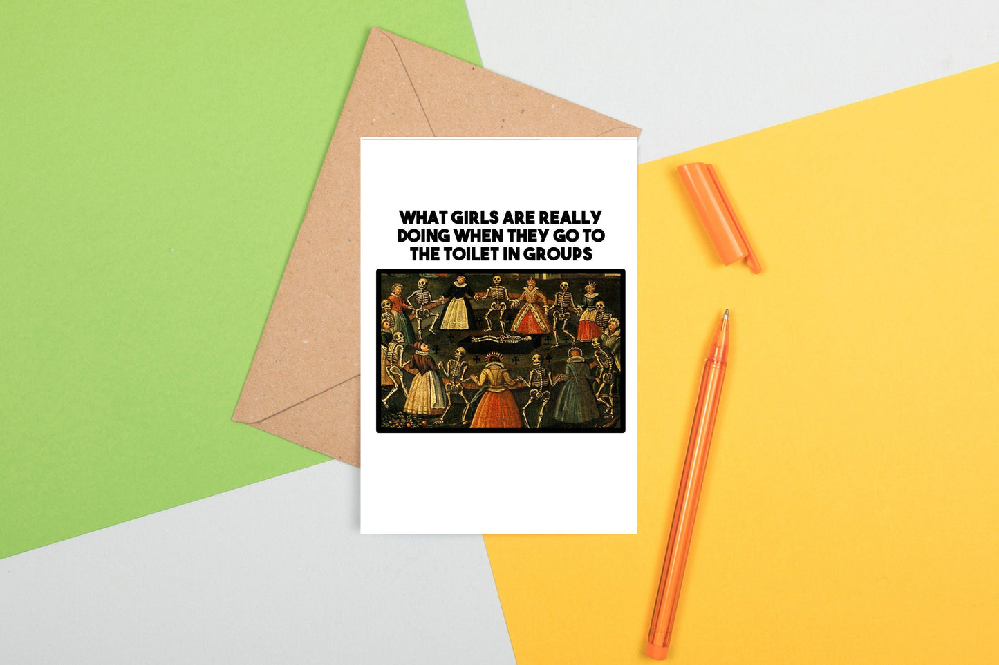 Funny Medieval Art Greeting Card - Girls