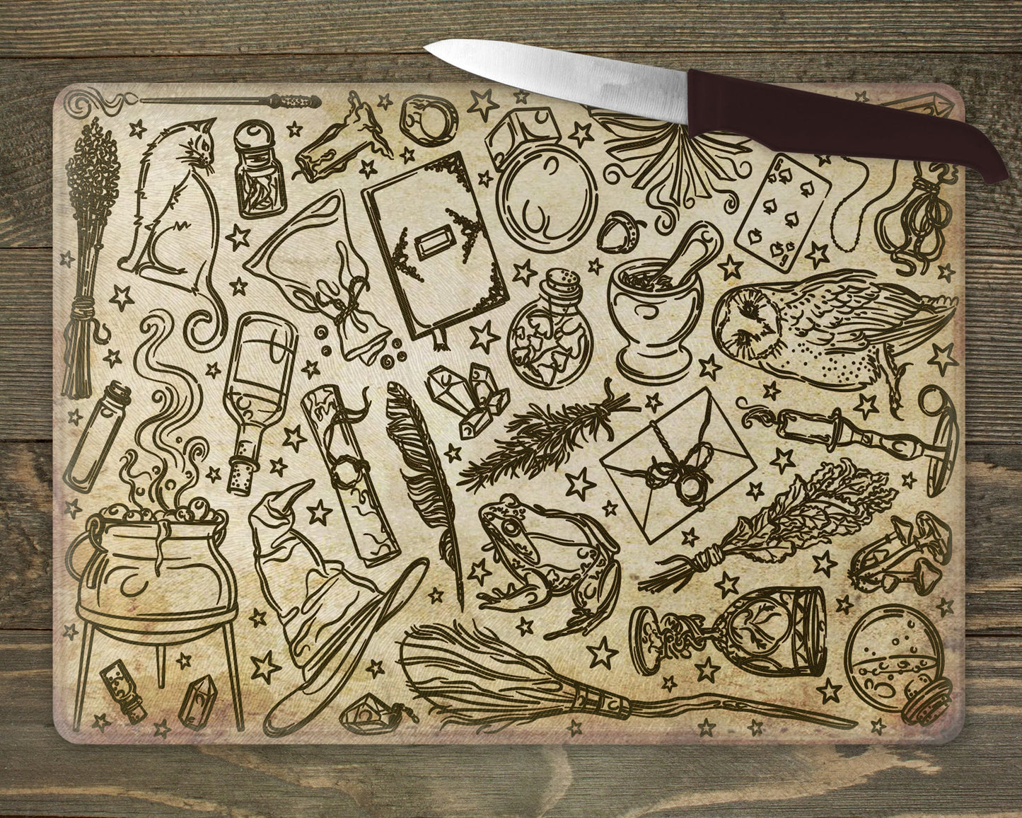 Witchy Design Glass Chopping Board