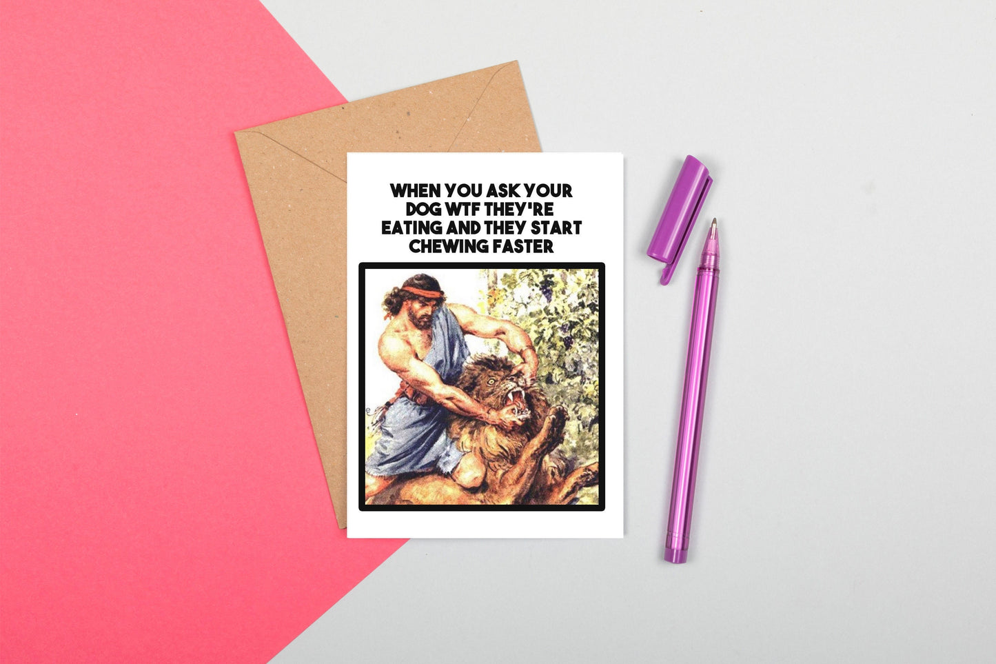 Funny Medieval Art Greeting Card - Dogs