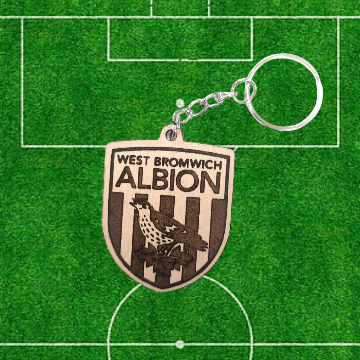 Football Badge Laser Cut Wooden Keyring