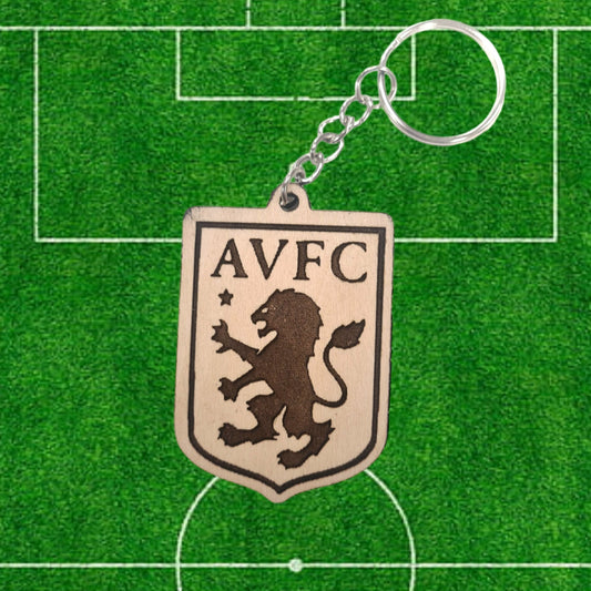 Football Badge Laser Cut Wooden Keyring