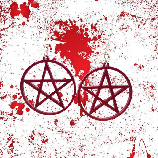 Acrylic Pentagram Hoops Piercing Earrings