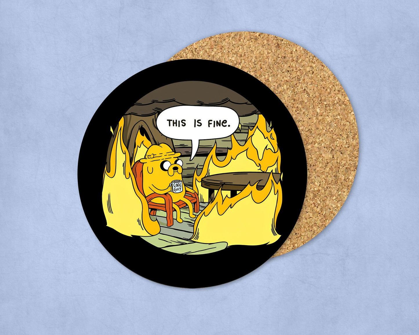 This is Fine Meme featuring Jake Mdf Coaster