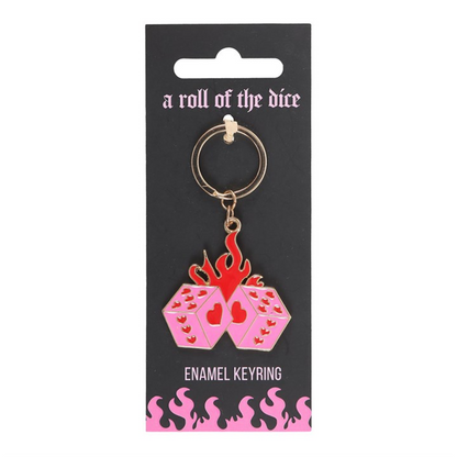 Flaming Dice Keyring