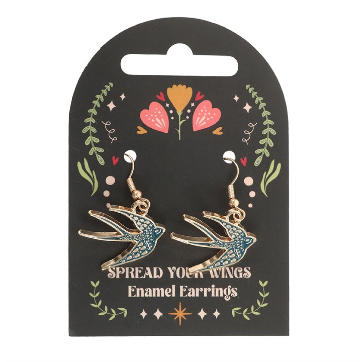 Blue Spread Your Wings Swallow Earrings