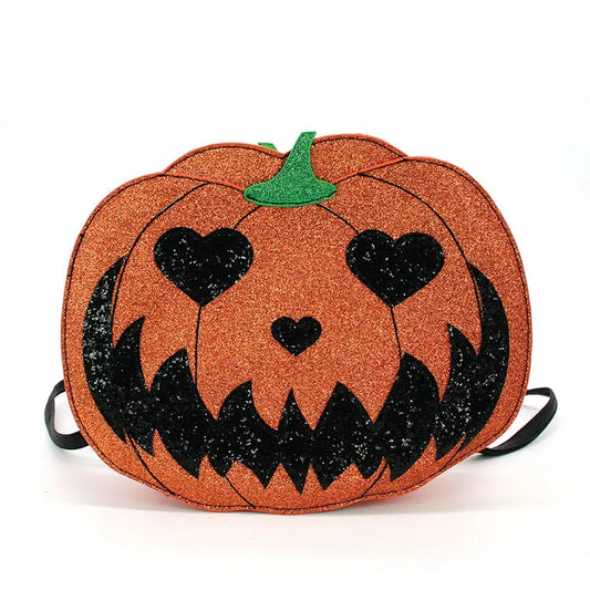 Glittery Jack O Lantern Backpack in Vinyl