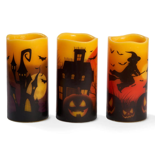 Halloween Real Wax Flameless Candles, Led Battery Operated