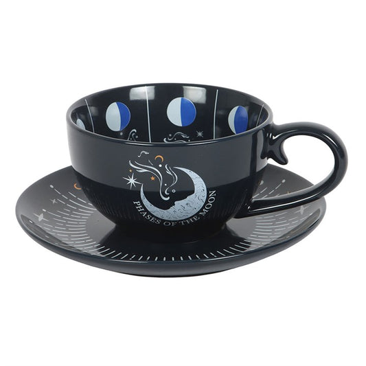 Blue Moon Phase Teacup and Saucer