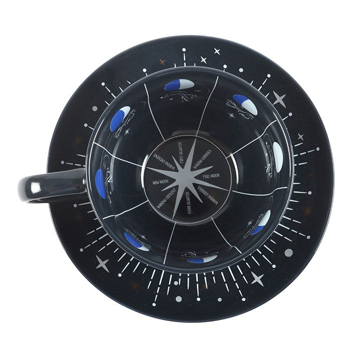 Blue Moon Phase Teacup and Saucer