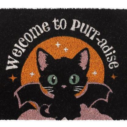 Black Welcome to Purr-adise Cat Doormat