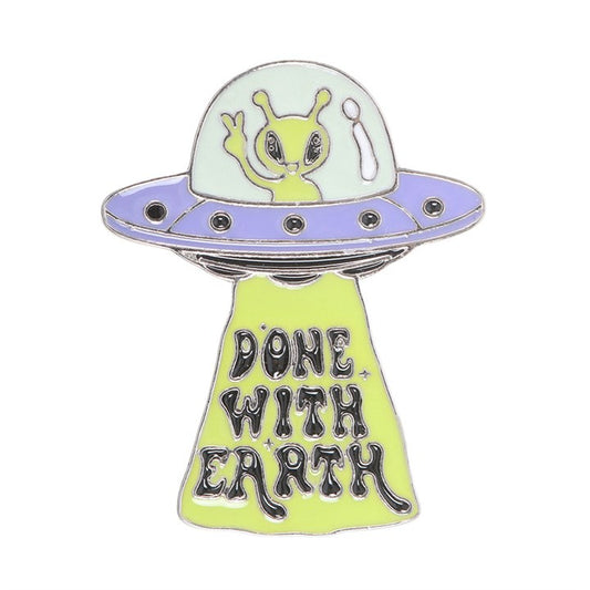 Glow in the Dark UFO Enamel Pin Badge