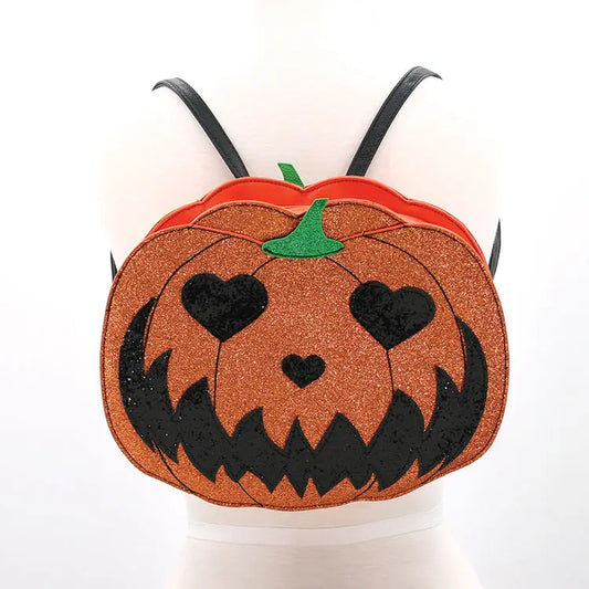 Glittery Jack O Lantern Backpack in Vinyl