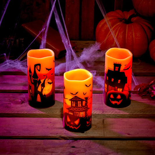 Halloween Real Wax Flameless Candles, Led Battery Operated