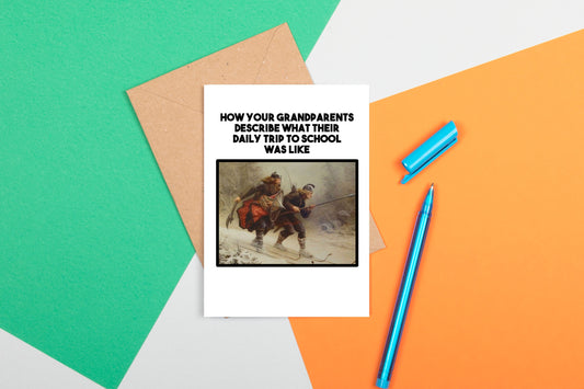 Funny Medieval Art Greeting Card - Grandparents