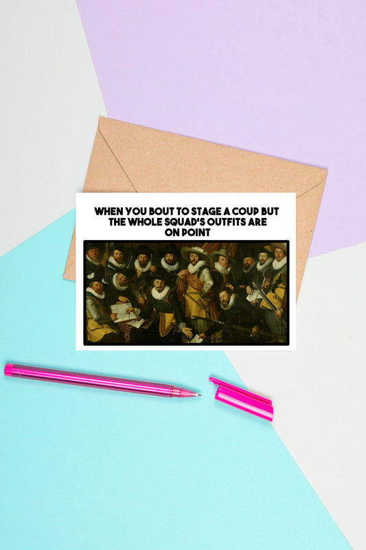 Funny Medieval Art Greeting Card - On Point