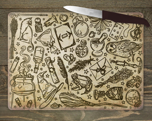 Witchy Design Glass Chopping Board