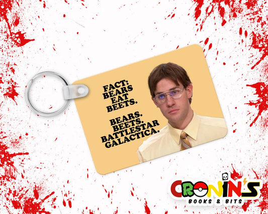 MDF Double Sided Keyring - Bears, Beets, Battlestar Galactica