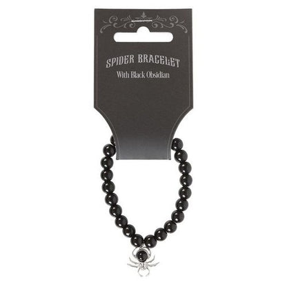 Spider Black Obsidian Beaded Bracelet