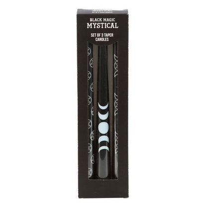 Set of 3 Black Magic Mystical Taper Candles