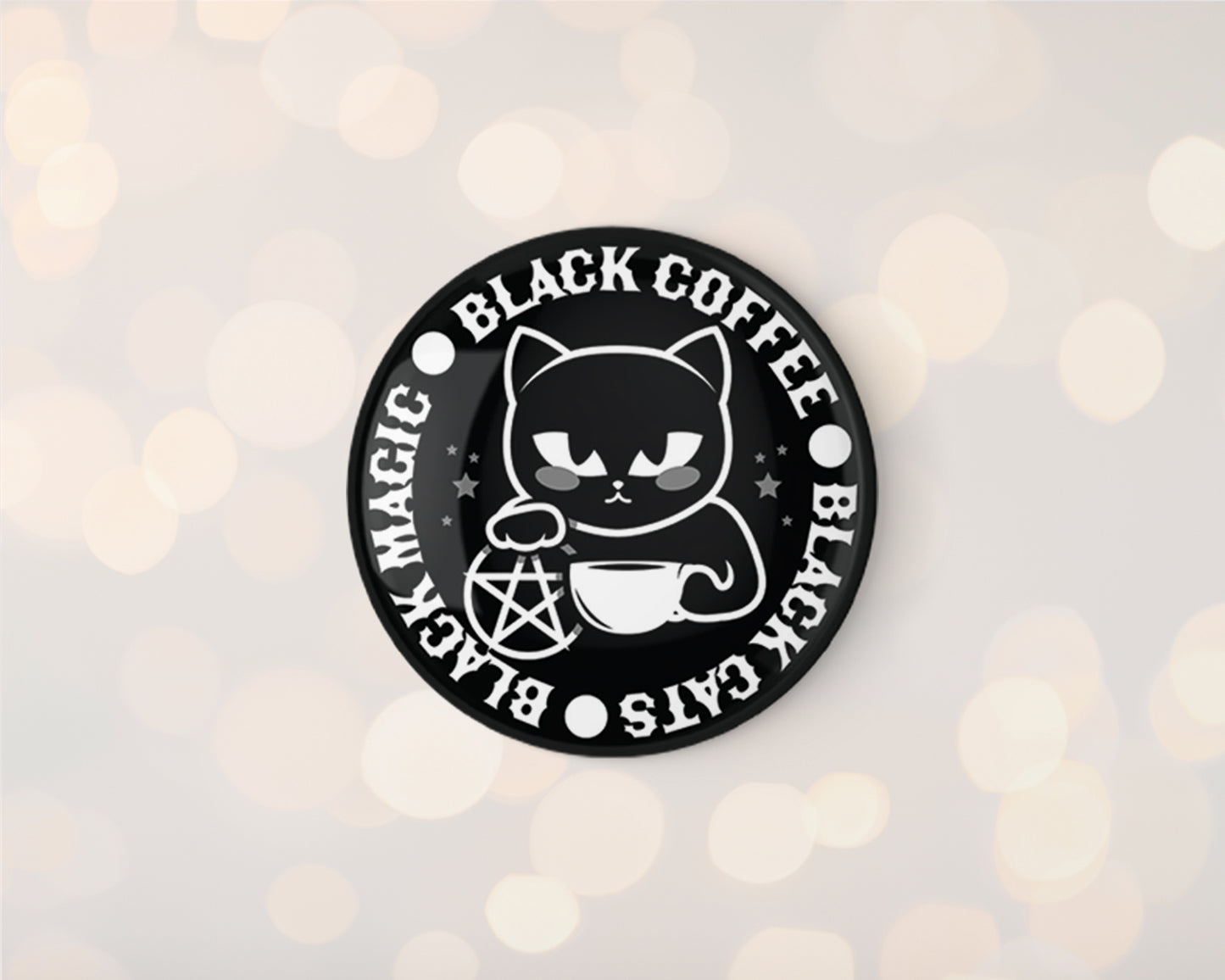 Black Cats - Black Coffee - Black Magic Design 32mm Badge
